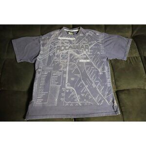 Vintage Rocawear T-Shirt Men XL Blue All Over NYC Map Underground Graphic Cotton